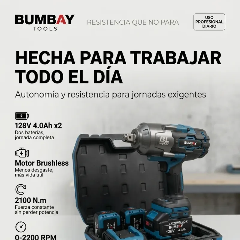 Llave de impacto inalámbrica 2100 N·m Azul