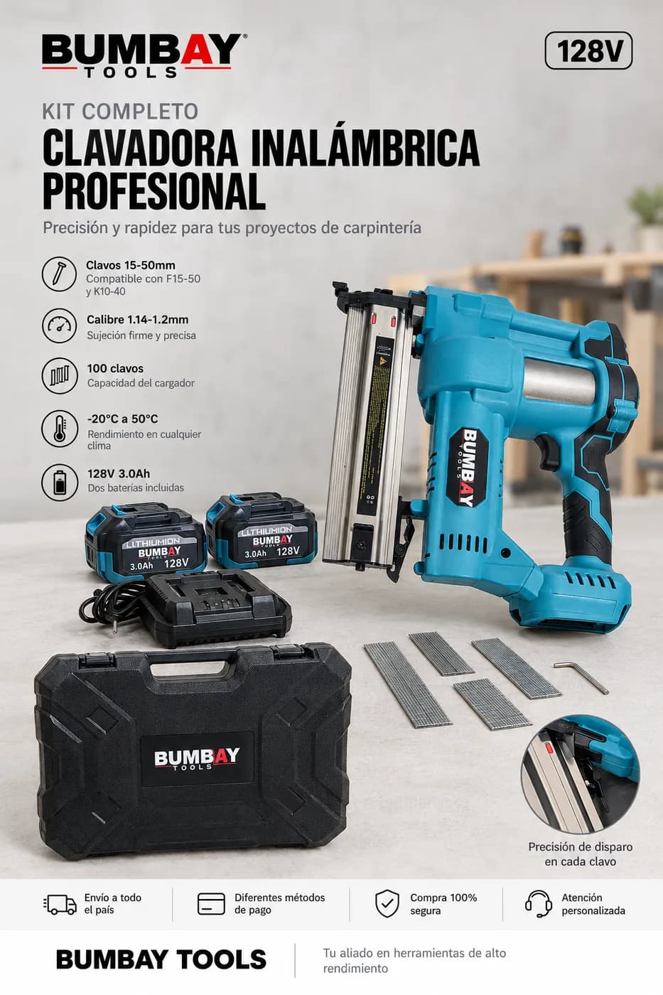 Clavadora inalámbrica profesional