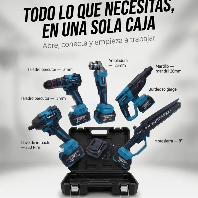 Combo 5 herramientas inalámbricas Azul